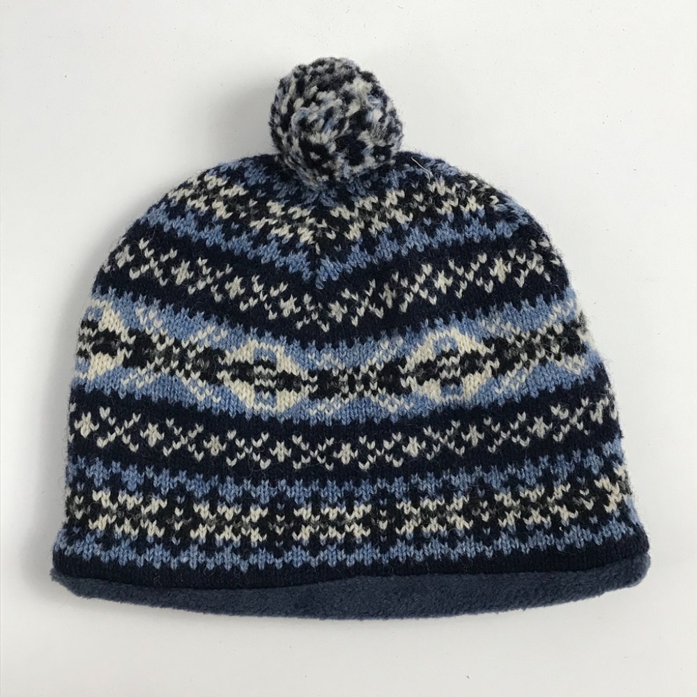 Blue busy knit pattern 4-7 years Winter Hat Beanie  Cap